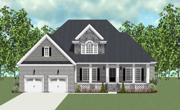 image of 2 story farmhouse plans with porch plan 9396